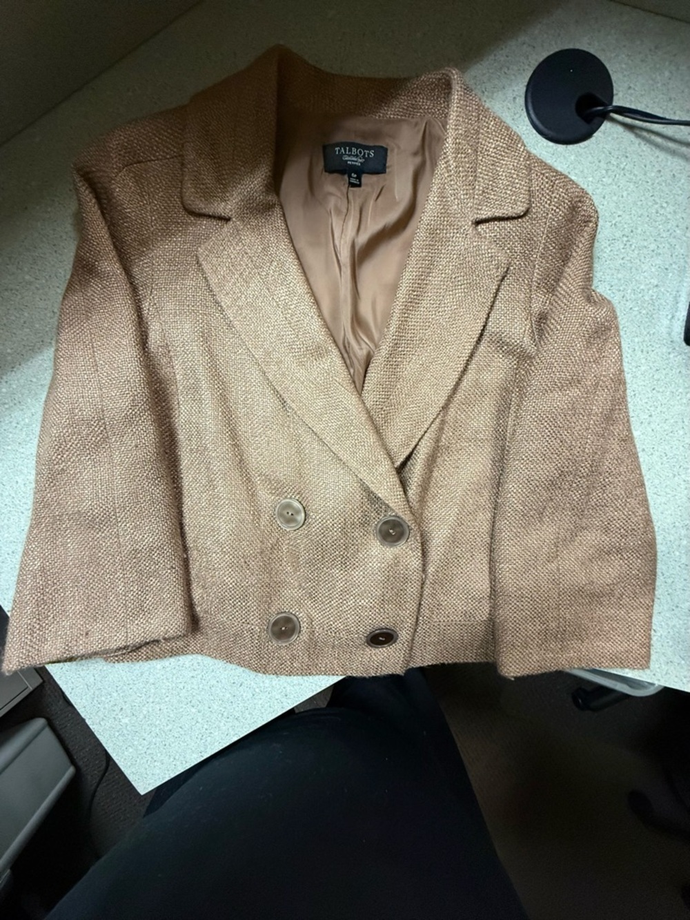 Talbots Double-Breasted Oatmeal Tweed Blazer - Picture 1 of 7